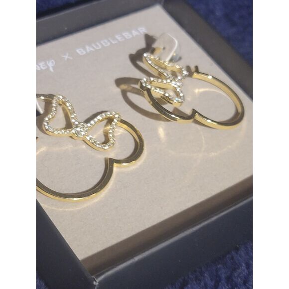 Disney x BaubleBar Gold Minnie Mouse Silhouette Rhinestone-encrusted Earrings - Picture 5 of 5
